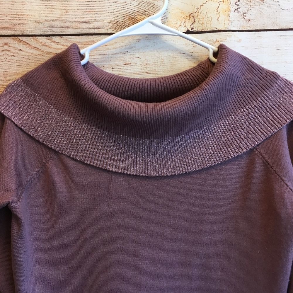 ‎QUESTIONS SHAWL COLLAR SWEATER IN MAUVE - Picture 3 of 6